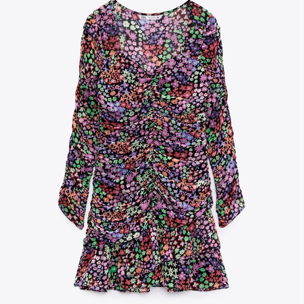 Zara floral print draped dress